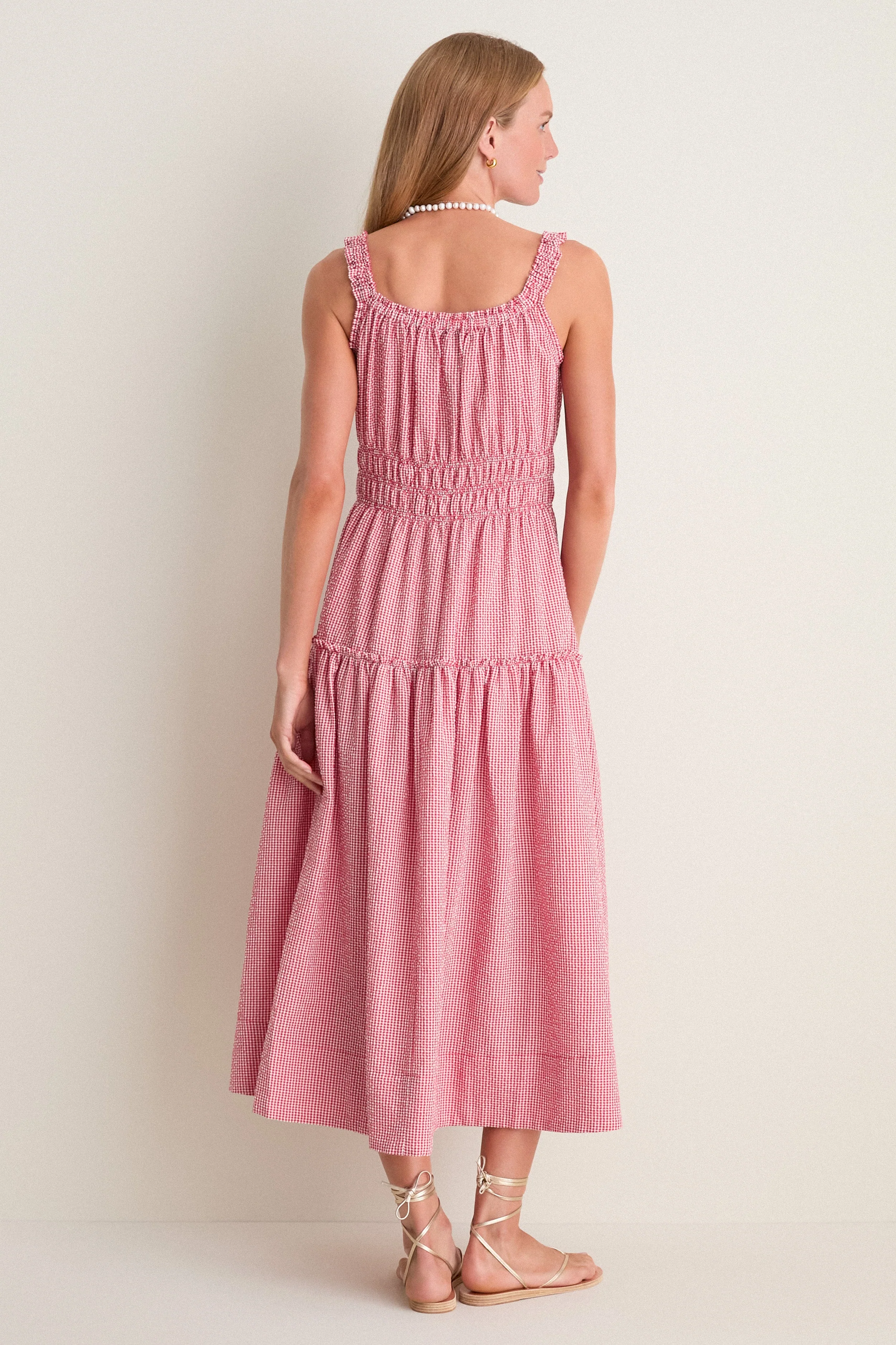 Red Gingham Landis Midi Dress