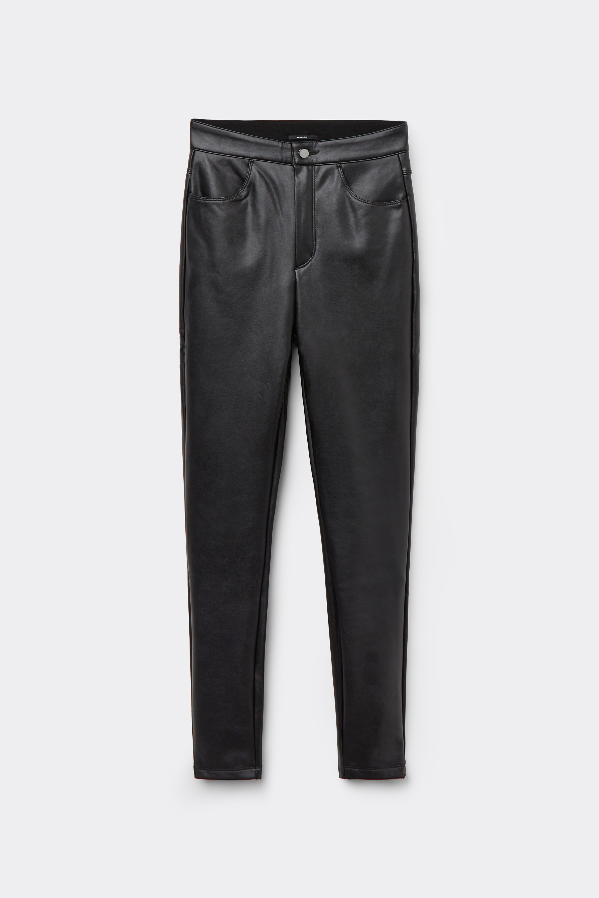 Leather-Effect Thermal Trousers with Pockets