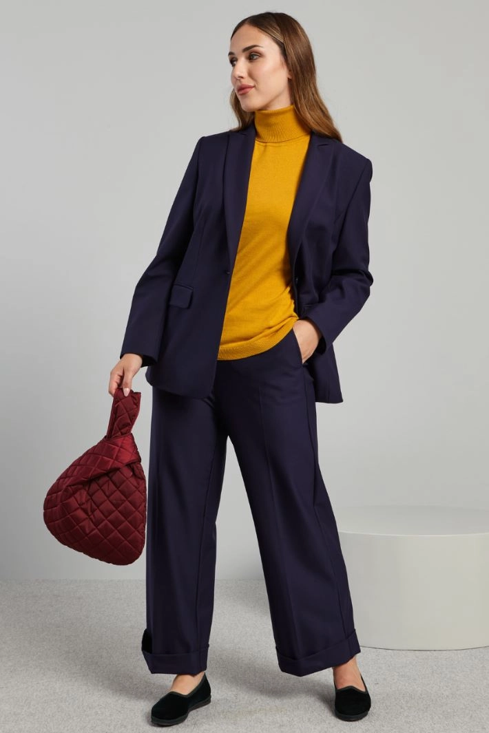 Slim fit viscose blazer - NIGHT BLUE