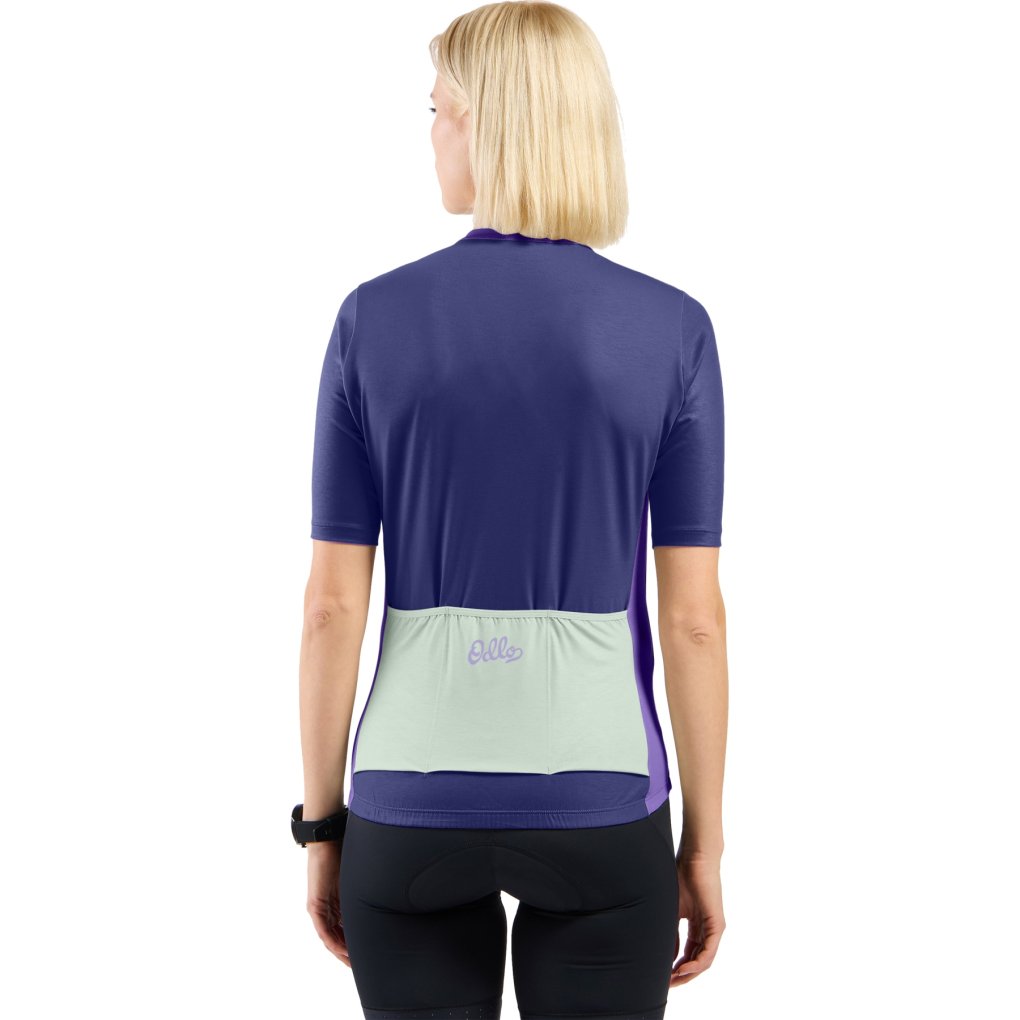 Odlo Essentials Heritage Print Full-Zip Cycling Jersey Women - afterparty