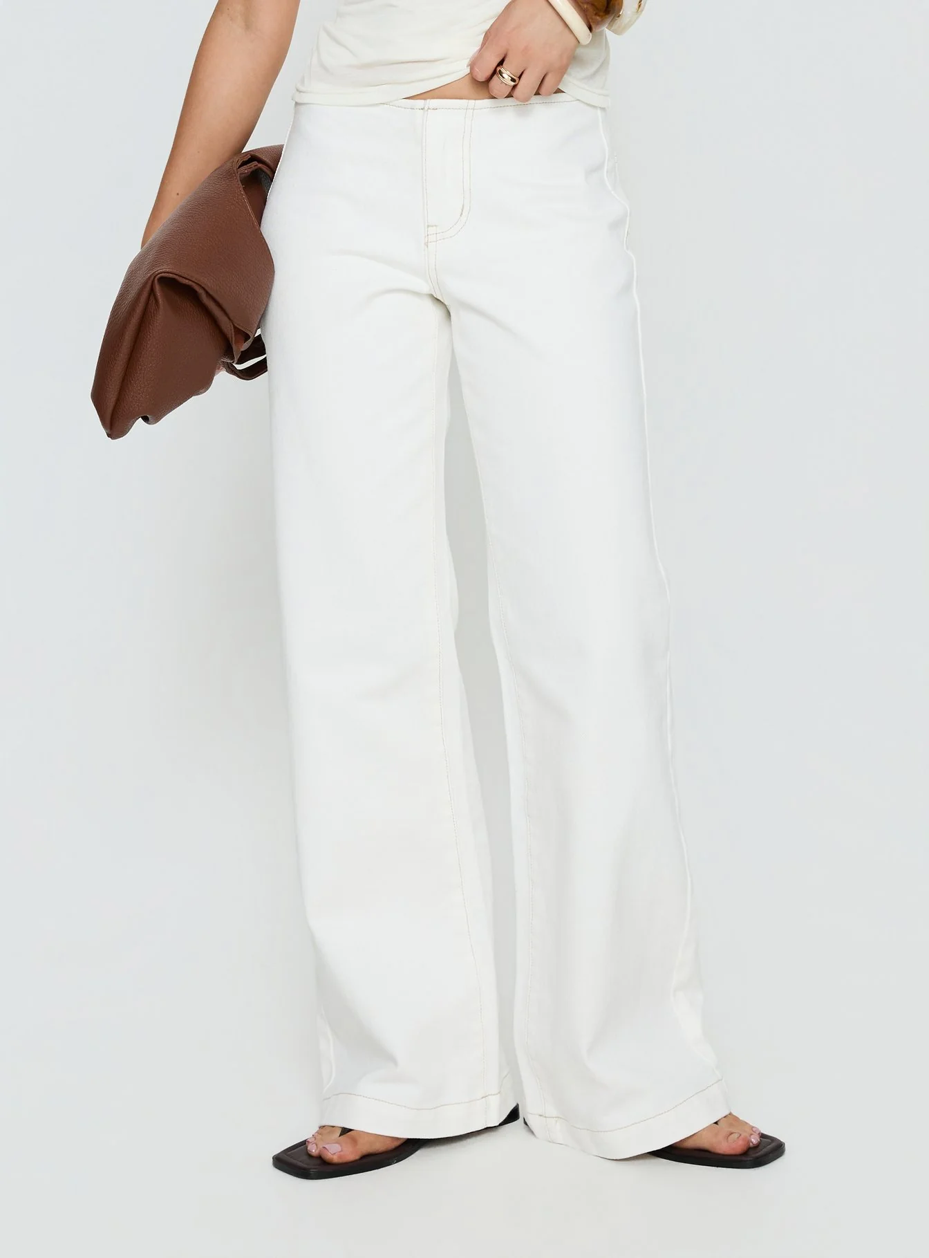 Buenos No Waist Low Rise Straight Leg Jeans White