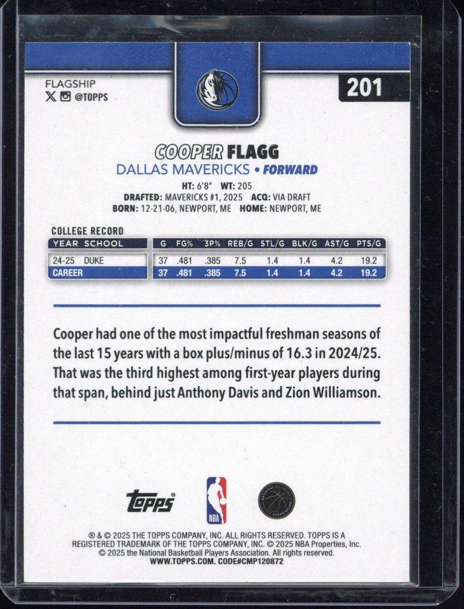 2025 Topps Flagship Cooper Flagg RC Refractor #201