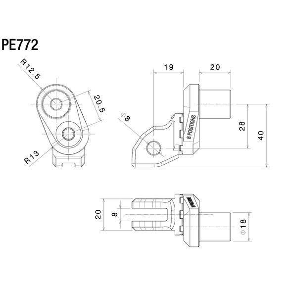Adaptateur repose pied Rizoma Pilote - 18 mm - Excentrique - NoirRef : RZ1064 / PE772B