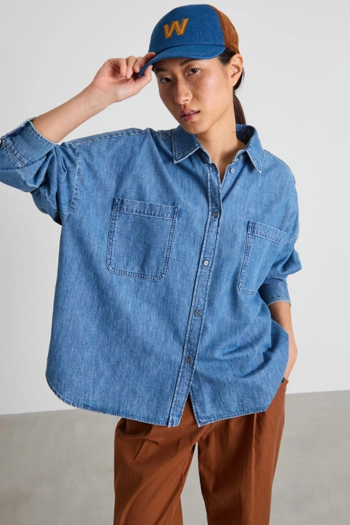 Velvet and denim baseball cap - BLUE BROWN