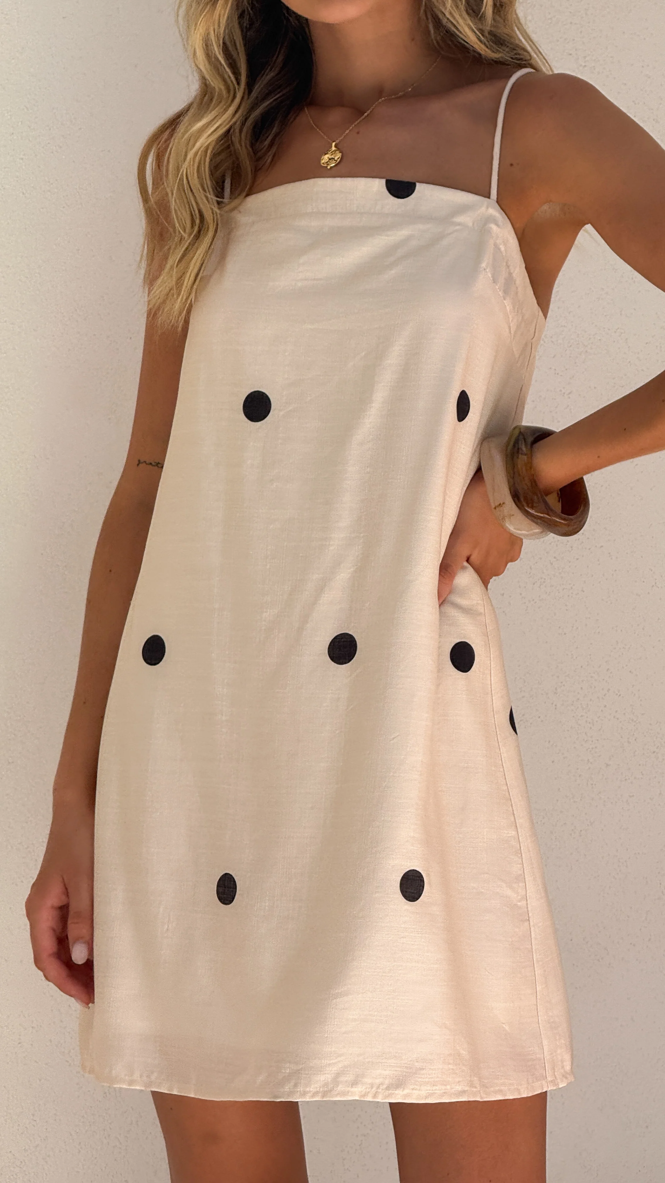 Nalu Mini Dress - Cream Polka