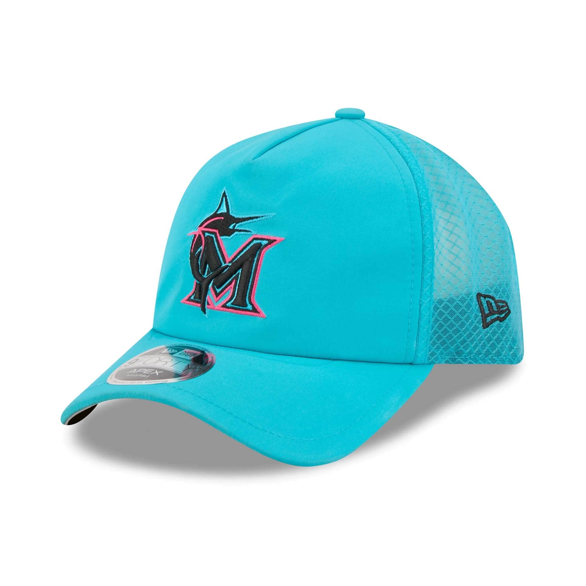 Miami Marlins 2026 MLB City Connect 9FORTY APEX Trucker Cap Teal