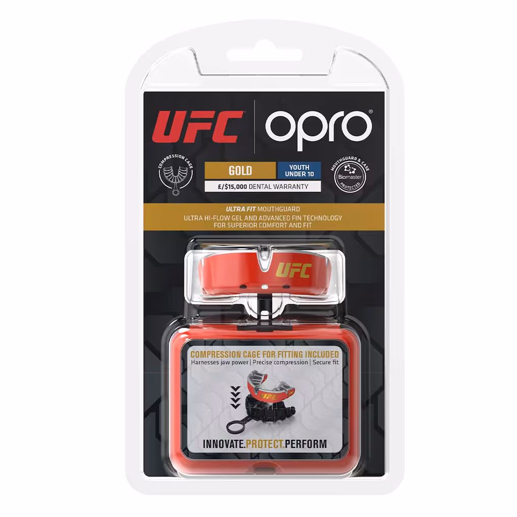 Youth Opro Red/Silver UFC Self-Fit Junior Mouthguard
