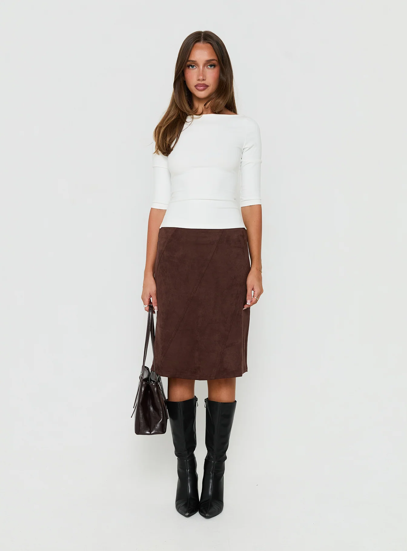 Daily Define Boatneck 3/4 Sleeve Top White
