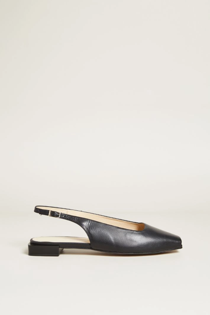 Leather slingback ballerinas - BLACK