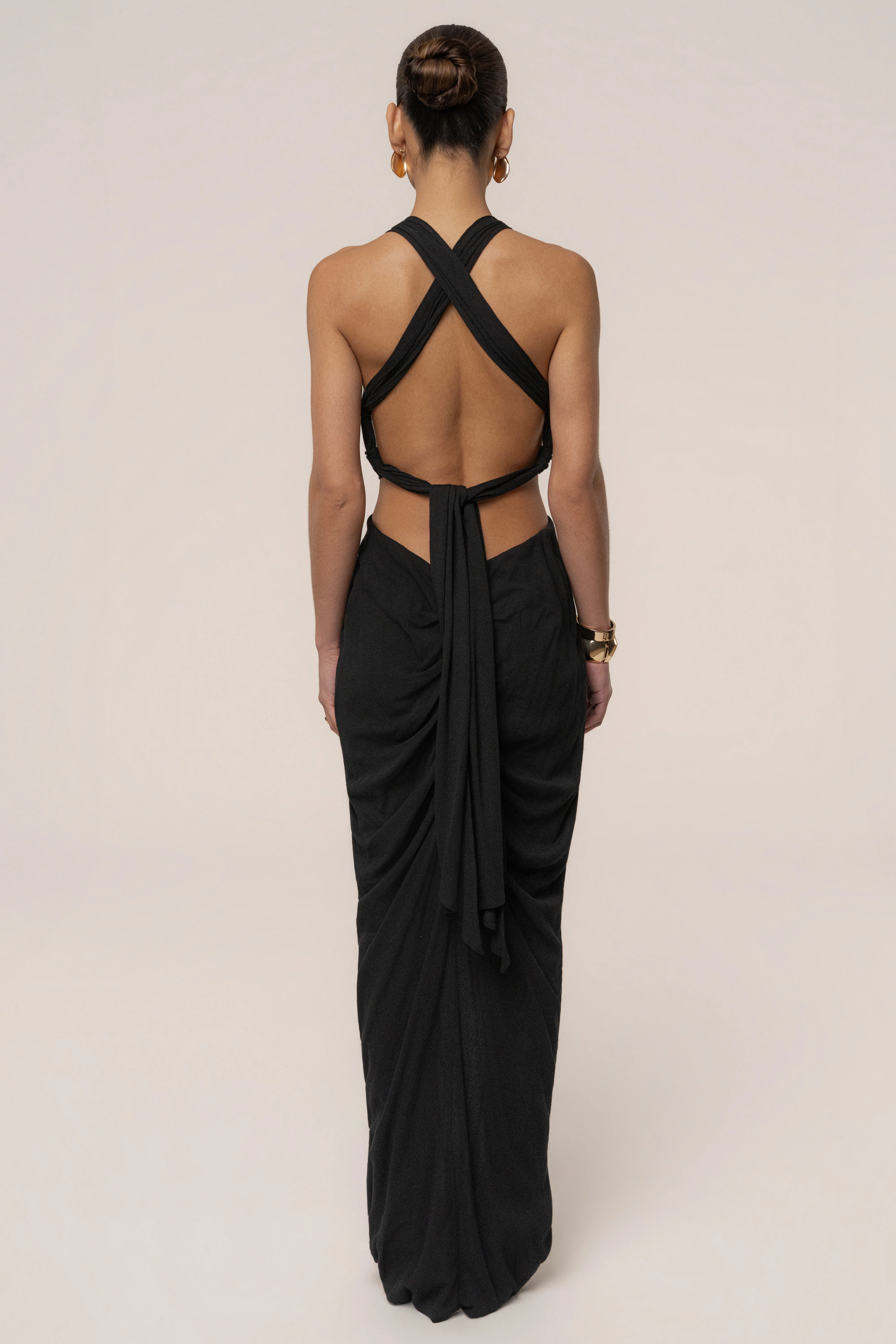 Black Warm Sunsets Maxi Dress
