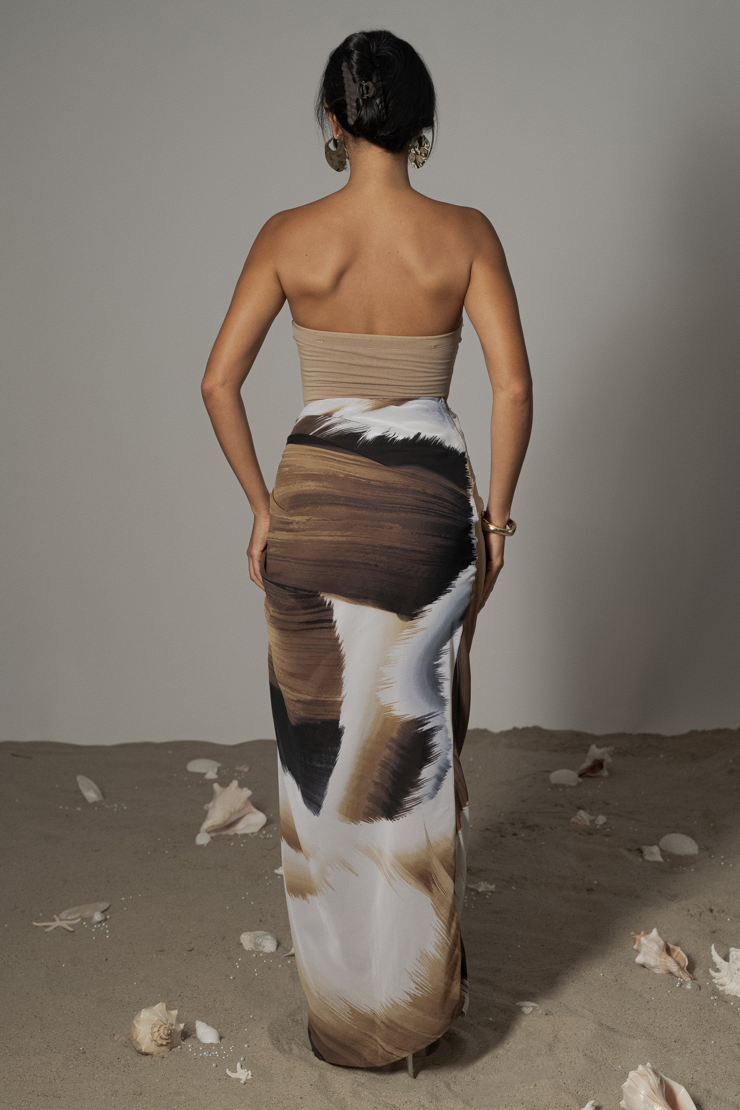 Brown Abstract Noelia Printed Skirt