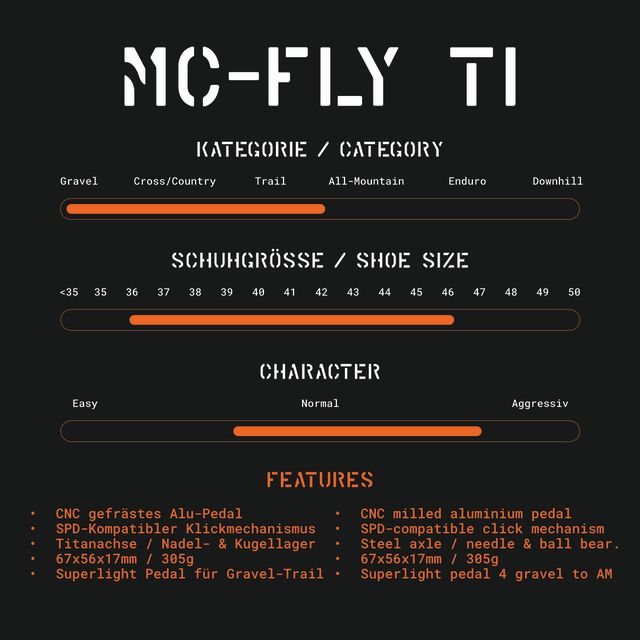 Tatze MC-FLY TI Clipless Pedals - black