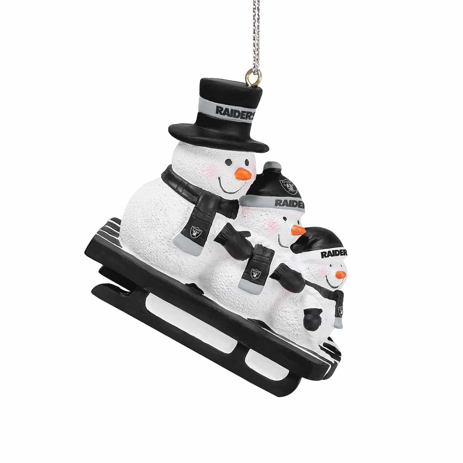 Las Vegas Raiders NFL Sledding Snowmen Christmas Ornament