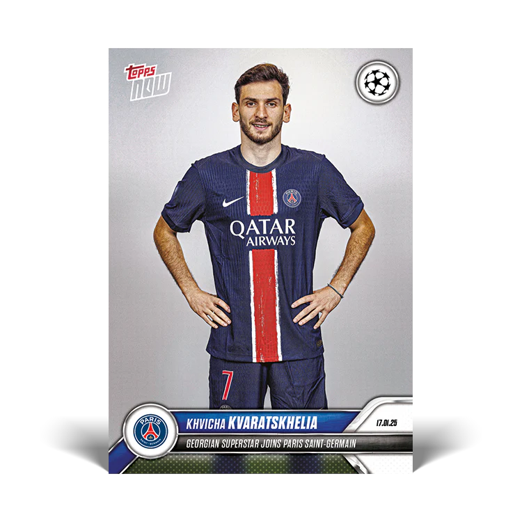 Khvicha Kvaratskhelia - Georgian superstar joins Paris Saint-Germain - 24/25 UCL Topps NOW® Card 72