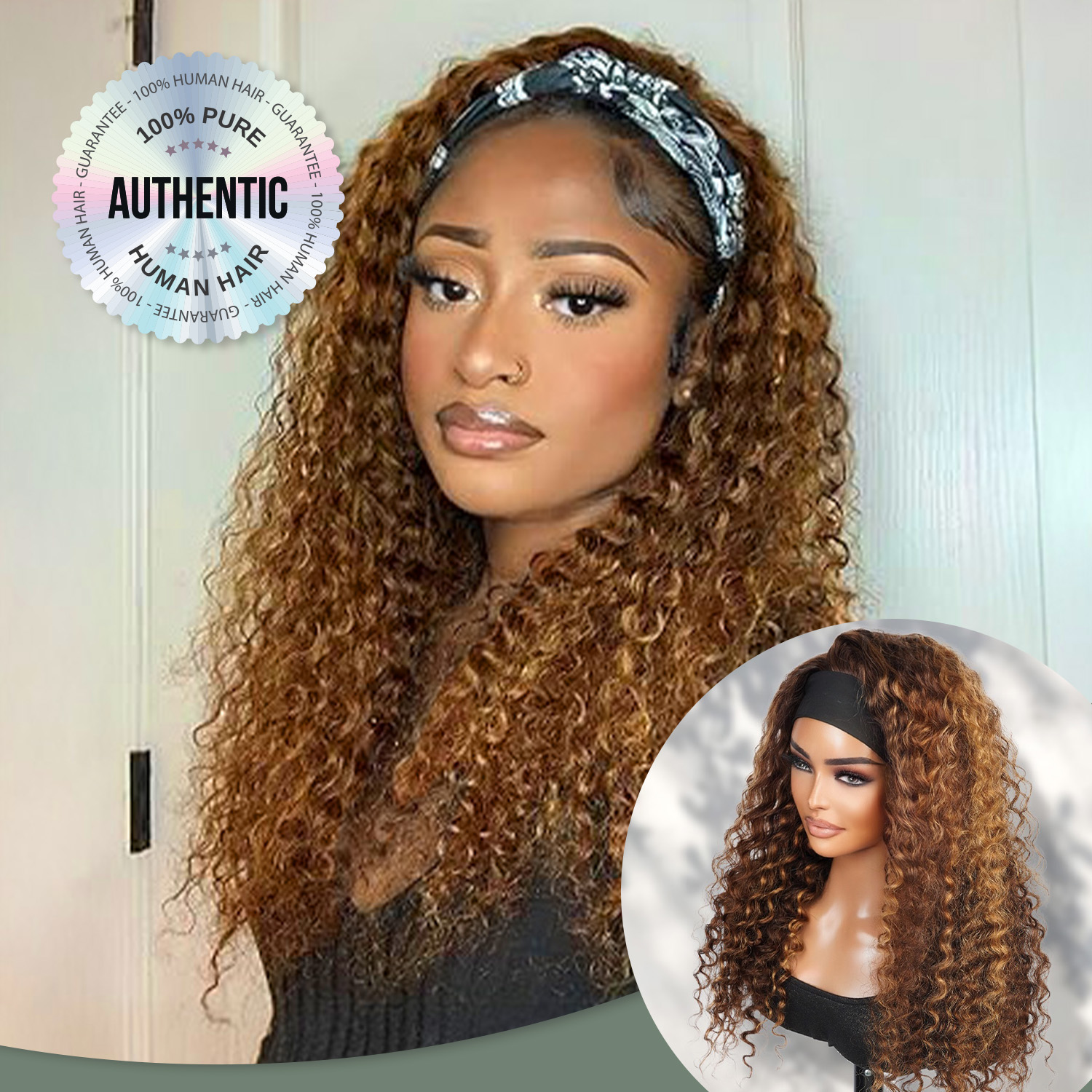 Diva Queen 100% Virgin Human Hair Wear and Go Glueless Headband Wig Deep Wave 24
