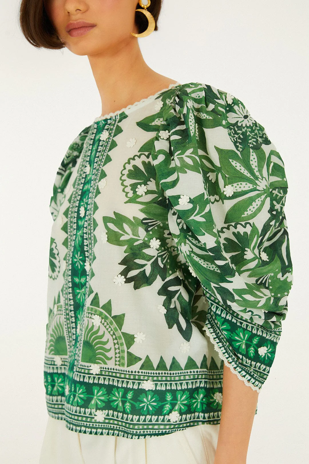 Green Flora Tapestry Blouse