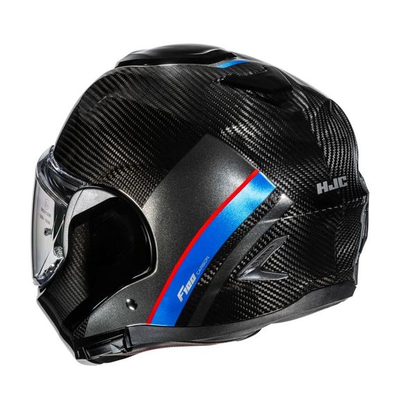 Casque modulable HJC F100 CARBON - STAN - Rouge / BleuRef : HJ1387