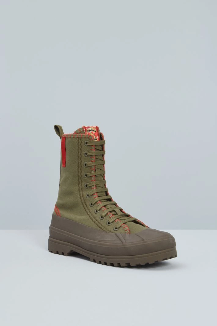 Canvas high-top trainers - KHAKI GREEN RED