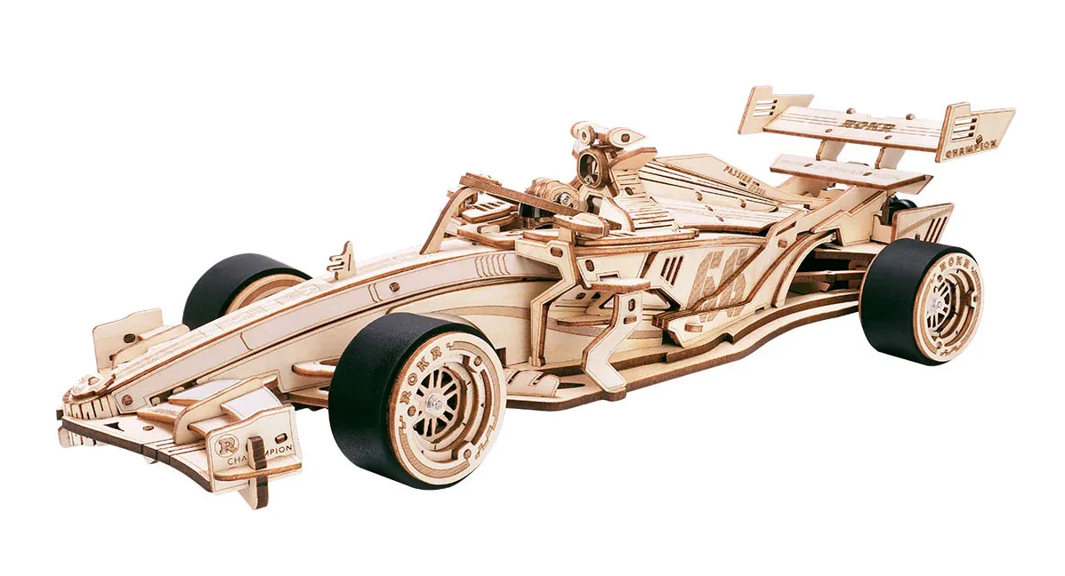F1 Racing Car, Mechanical Wood Models Robotime LK505