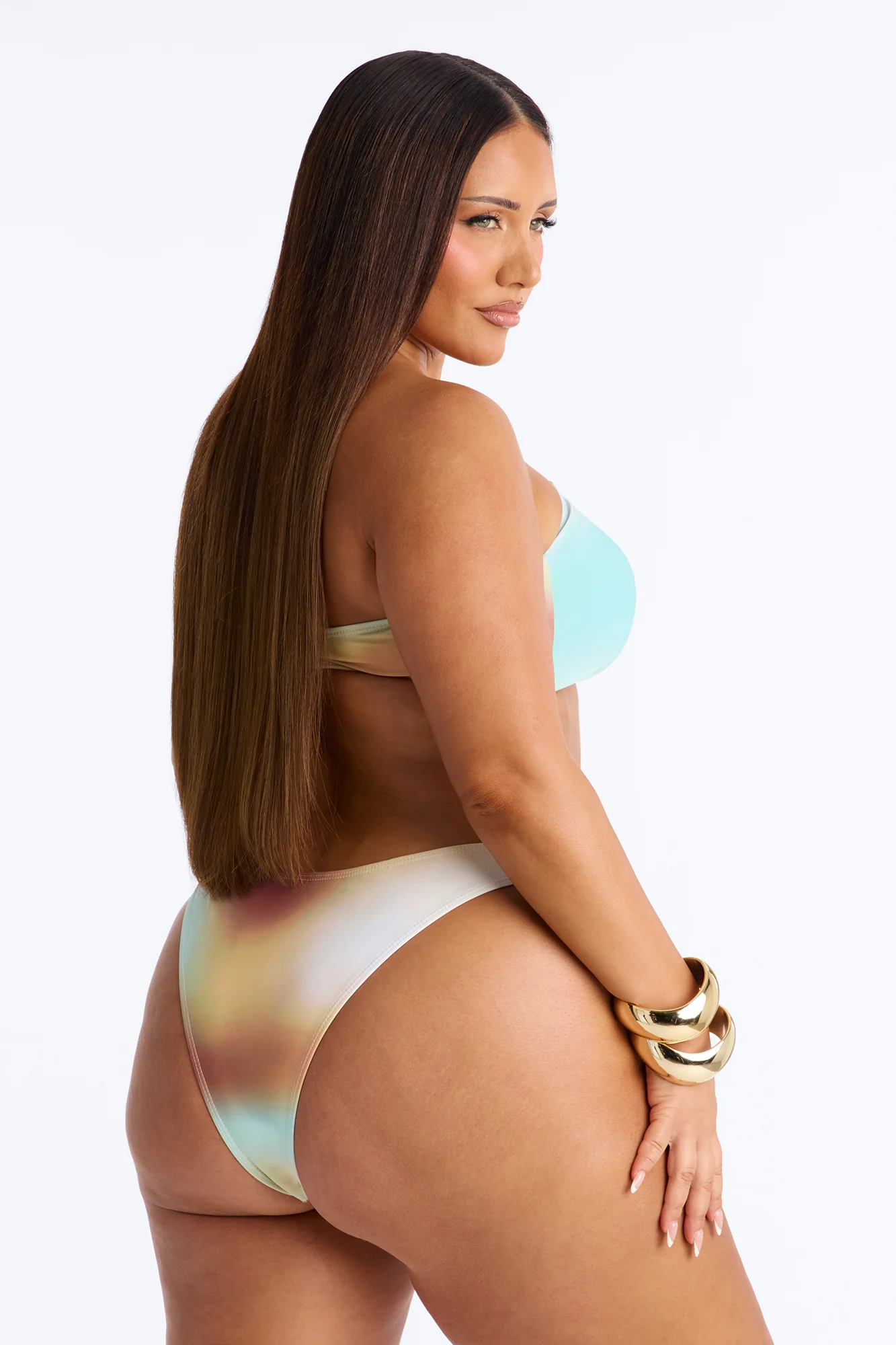 Summer Heat Bandeau Ruching 2 Piece Bikini - Mint/combo