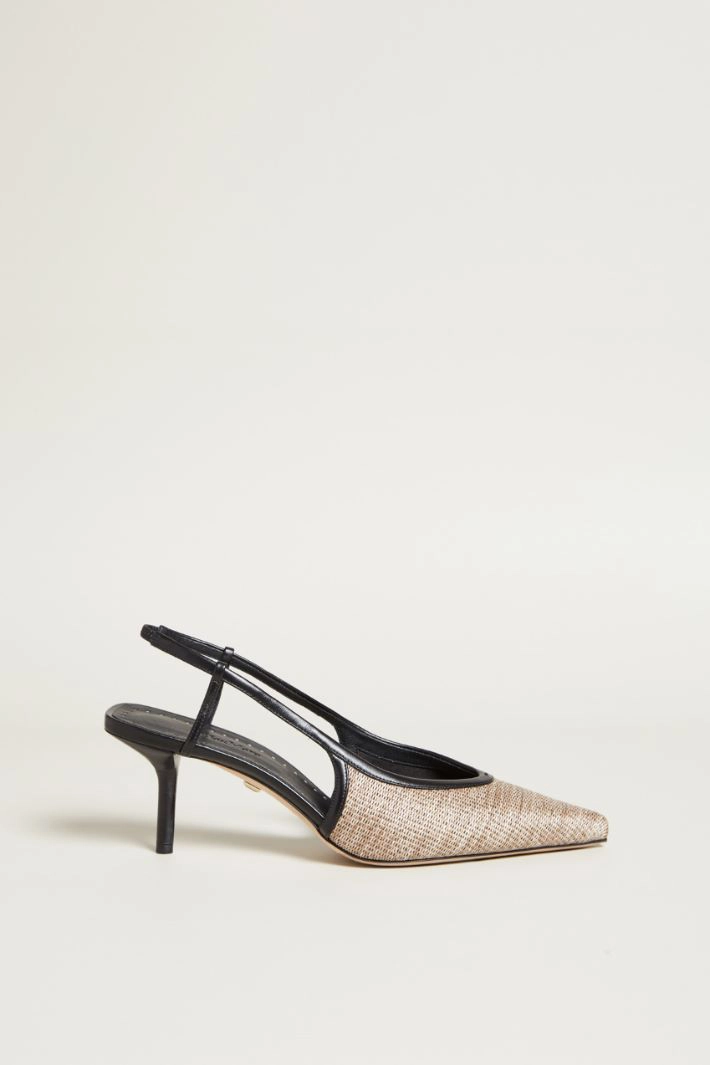 Raffia-effect slingbacks with heels - SAND BLACK
