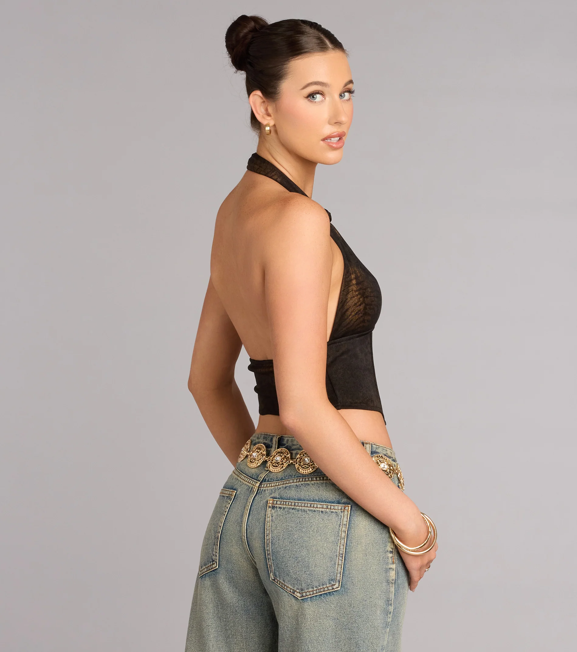 Bold Instinct Animal Print Halter Corset Top