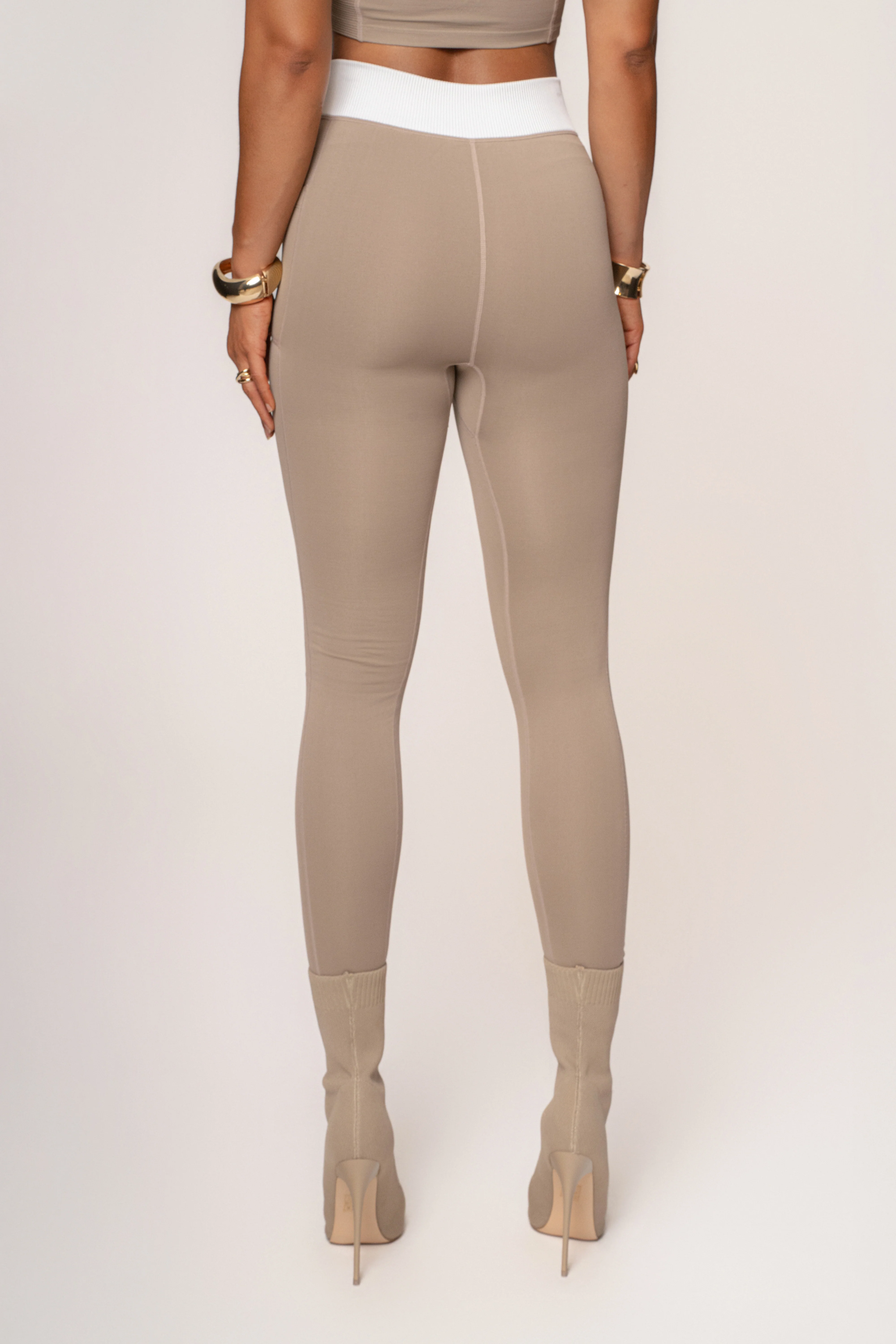 Beige/White Inspire Movement Leggings