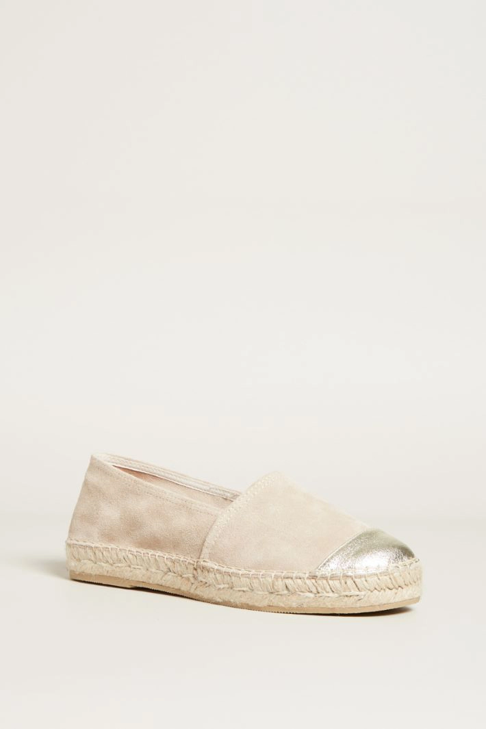 Leather espadrilles - BEIGE SILVER