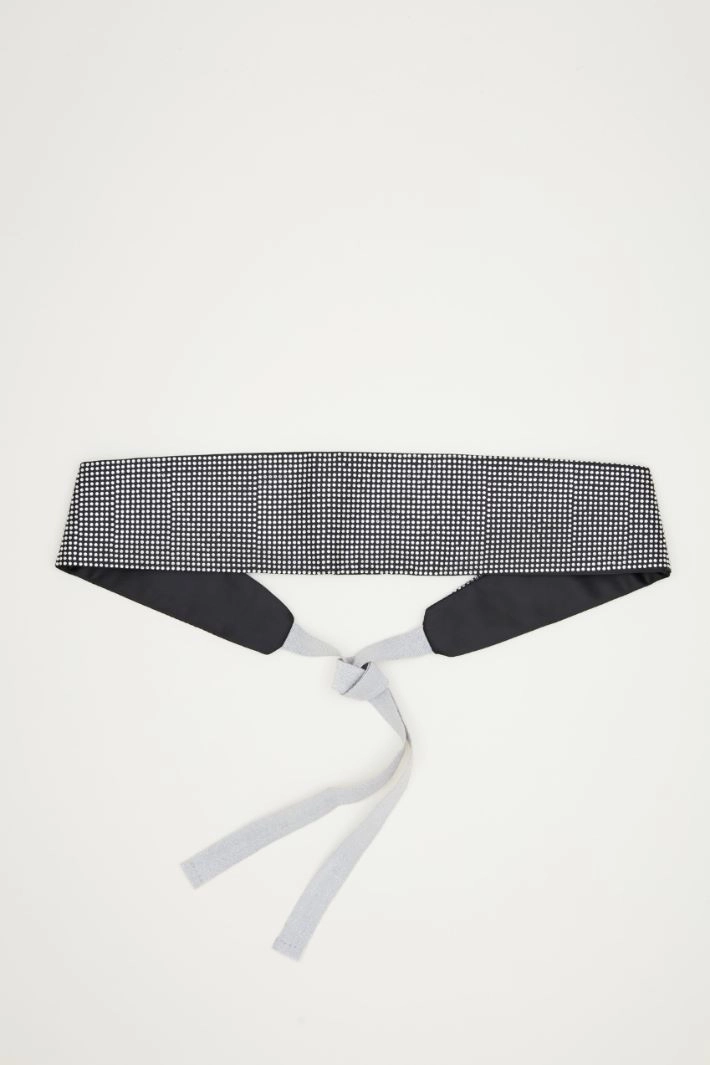 Diamanté satin belt - SILVER