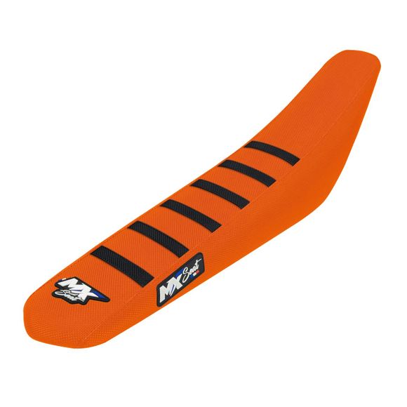 MX Seat 6 ribs saddle cover - Orange / BlackRef: Mxs0091 / Ktm-6Ribs-Orangeblack-85-2526