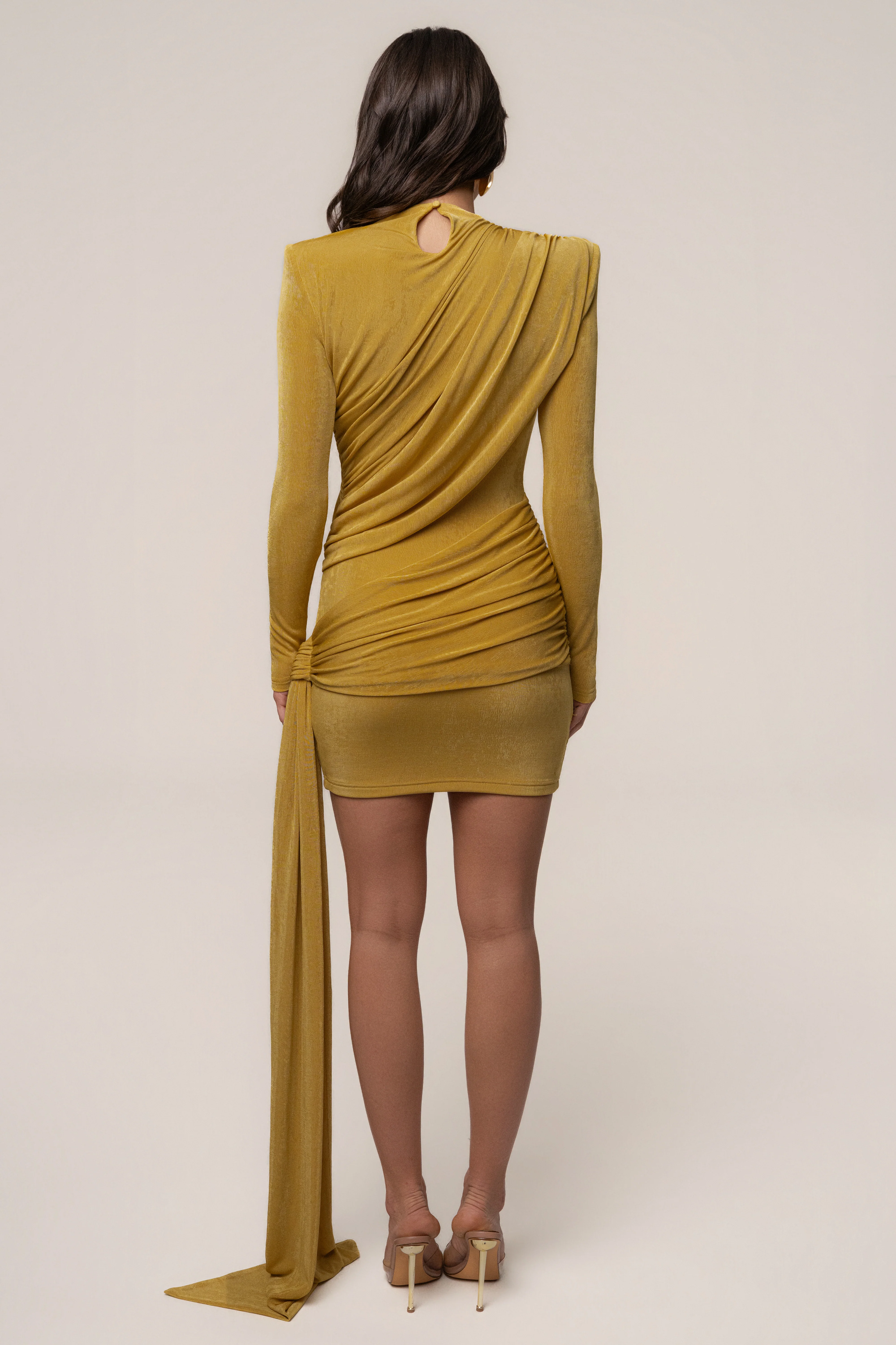 Yellow Moments Draped Mini Dress