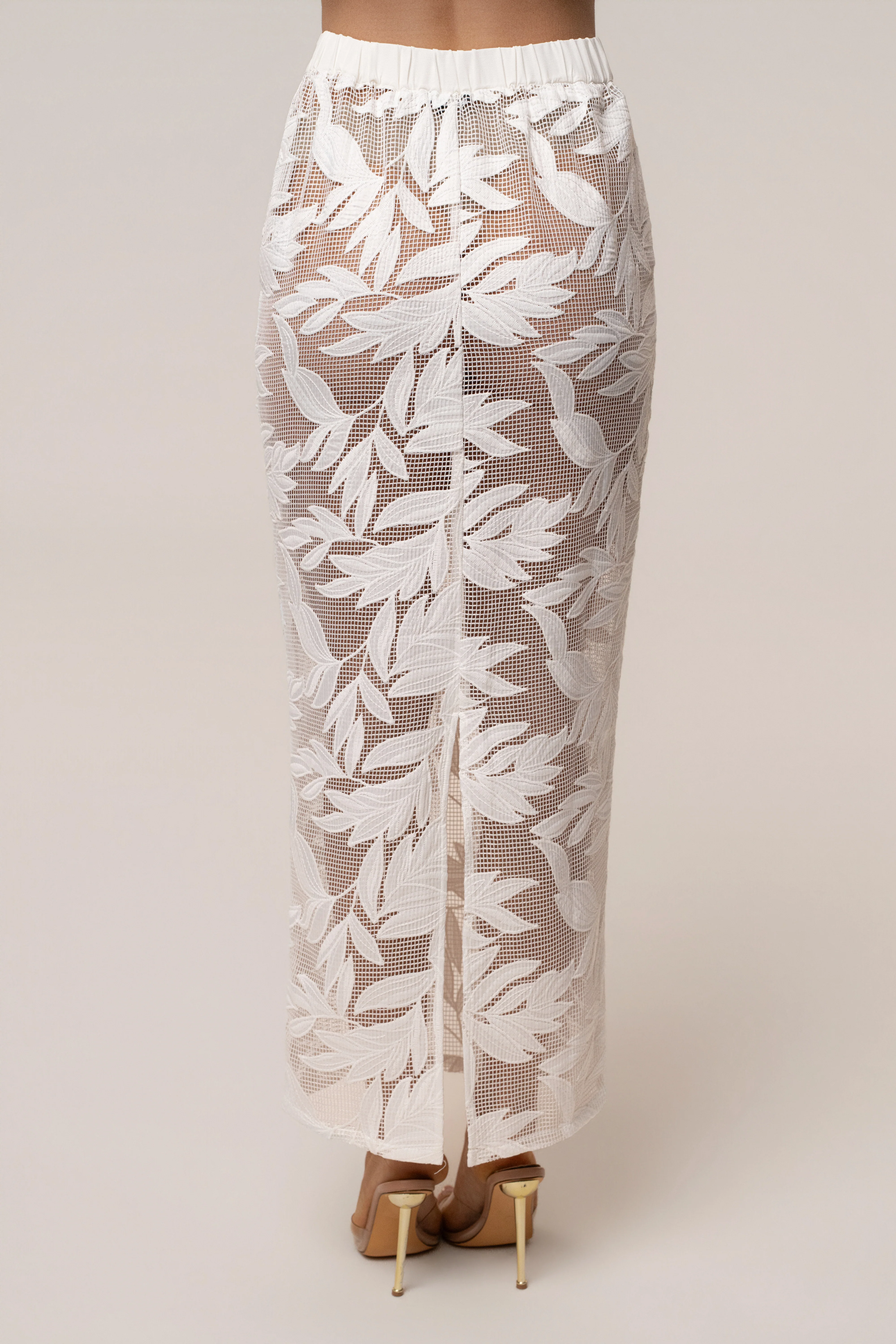 White Bali Nights Embroidered  Skirt