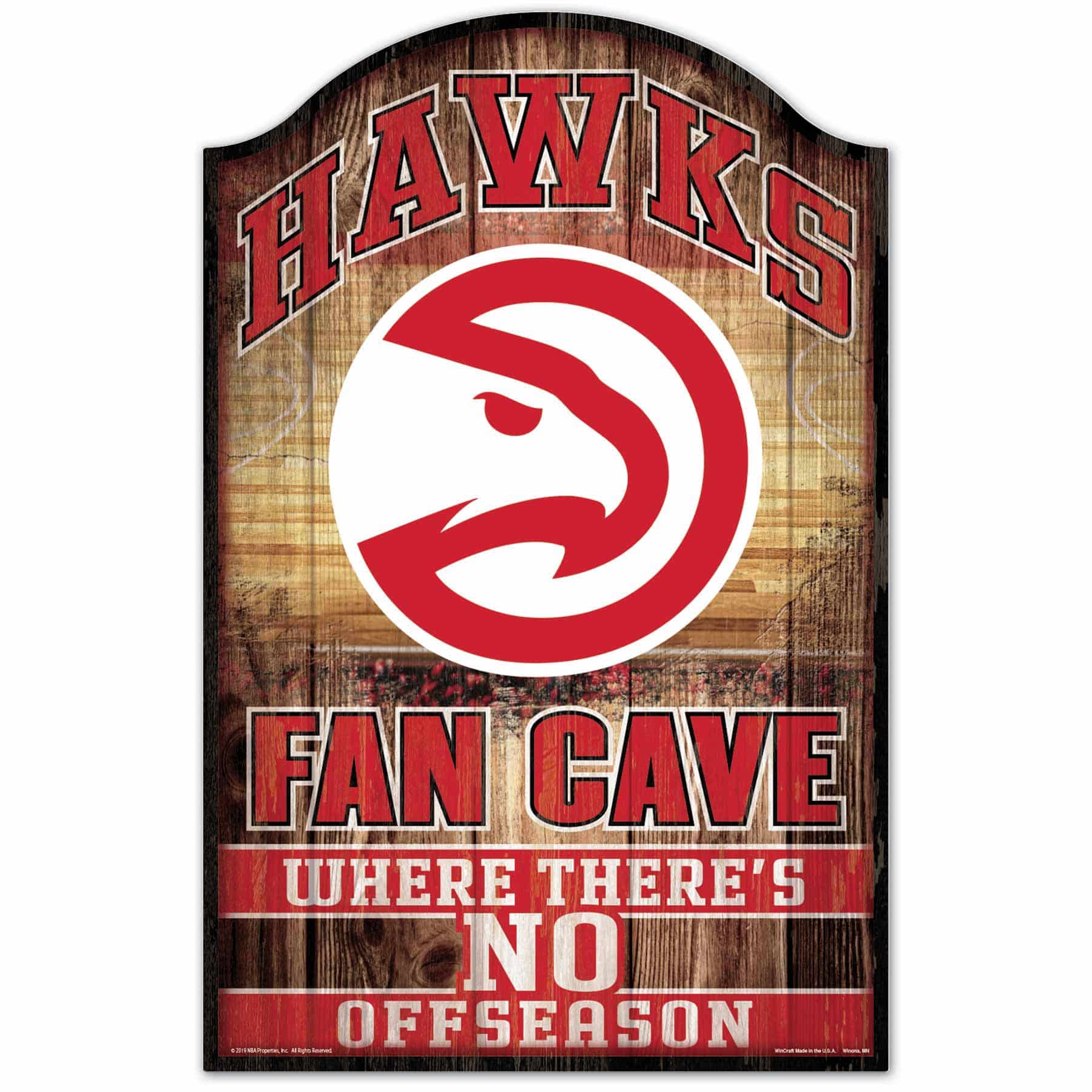 Atlanta Hawks NBA Fan Cave Wood Sign