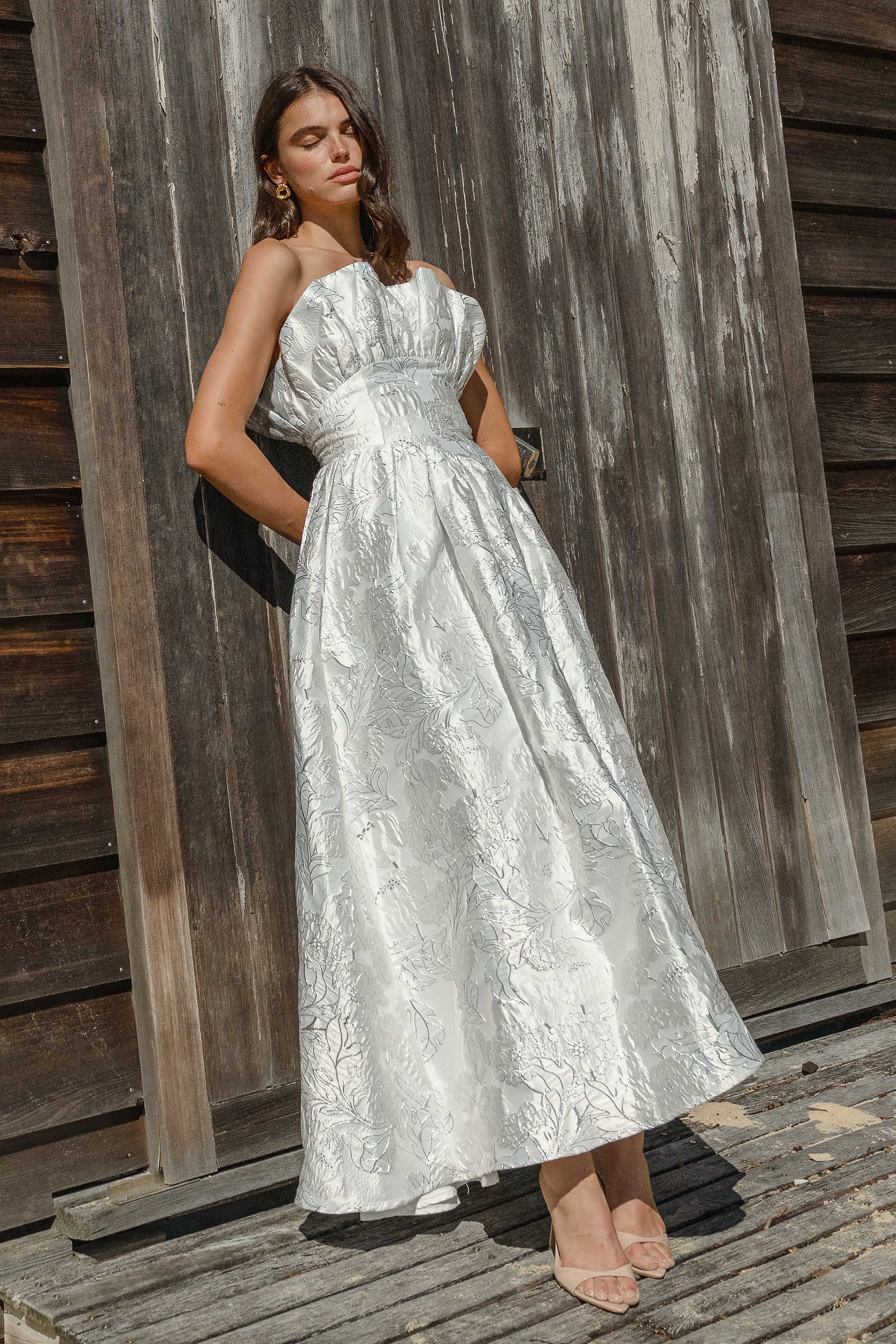 Laurel Sleeveless Maxi Dress in Silver