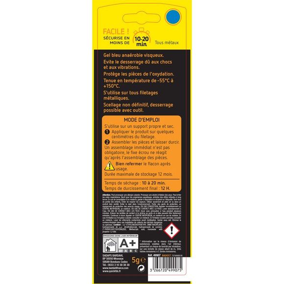 Bardahl medium blue universal threadlocking gelRef: 49907