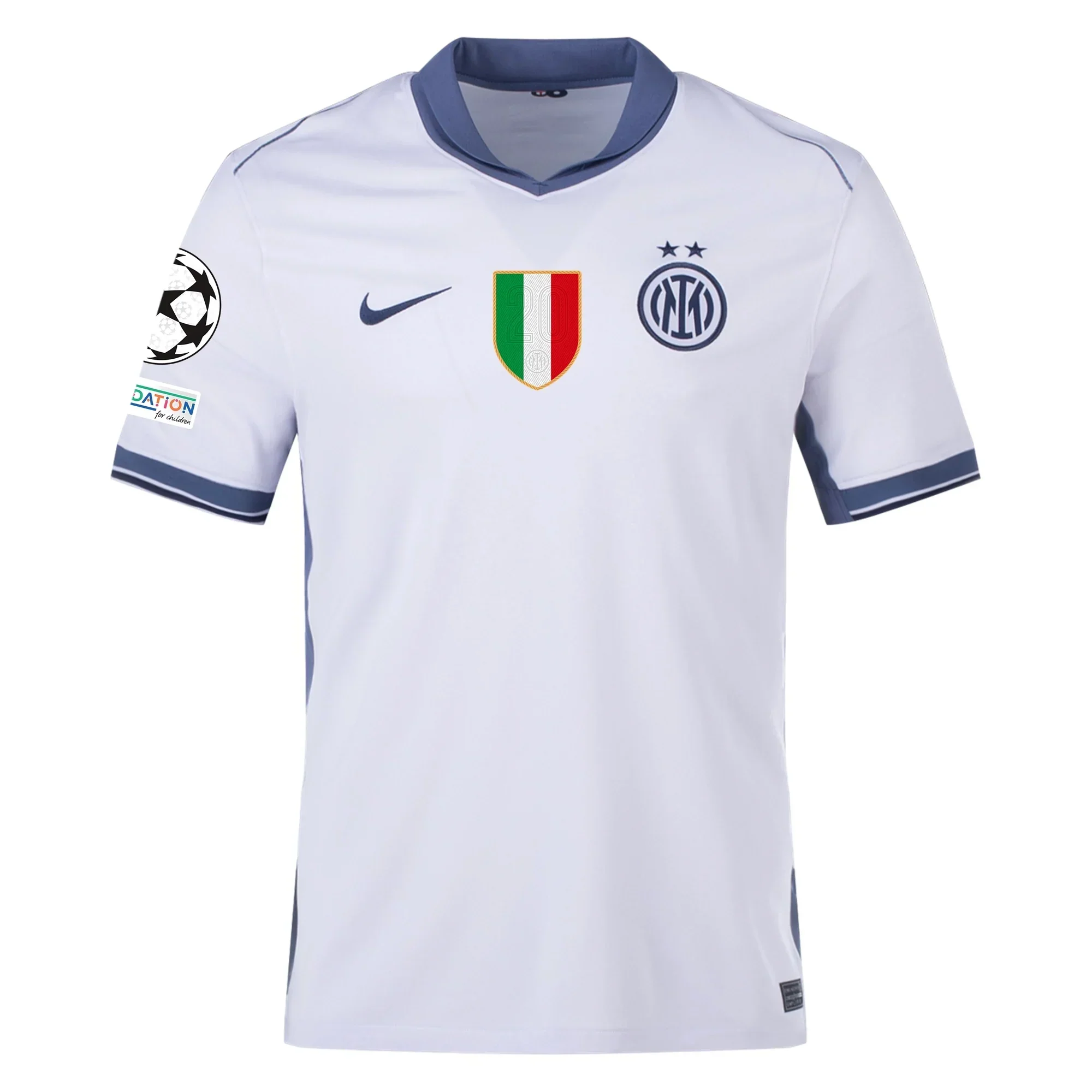 Inter Milan Away Jersey w/ Champions League + Scudetto Patch 24/25 (Summit White/Iris Whisper)