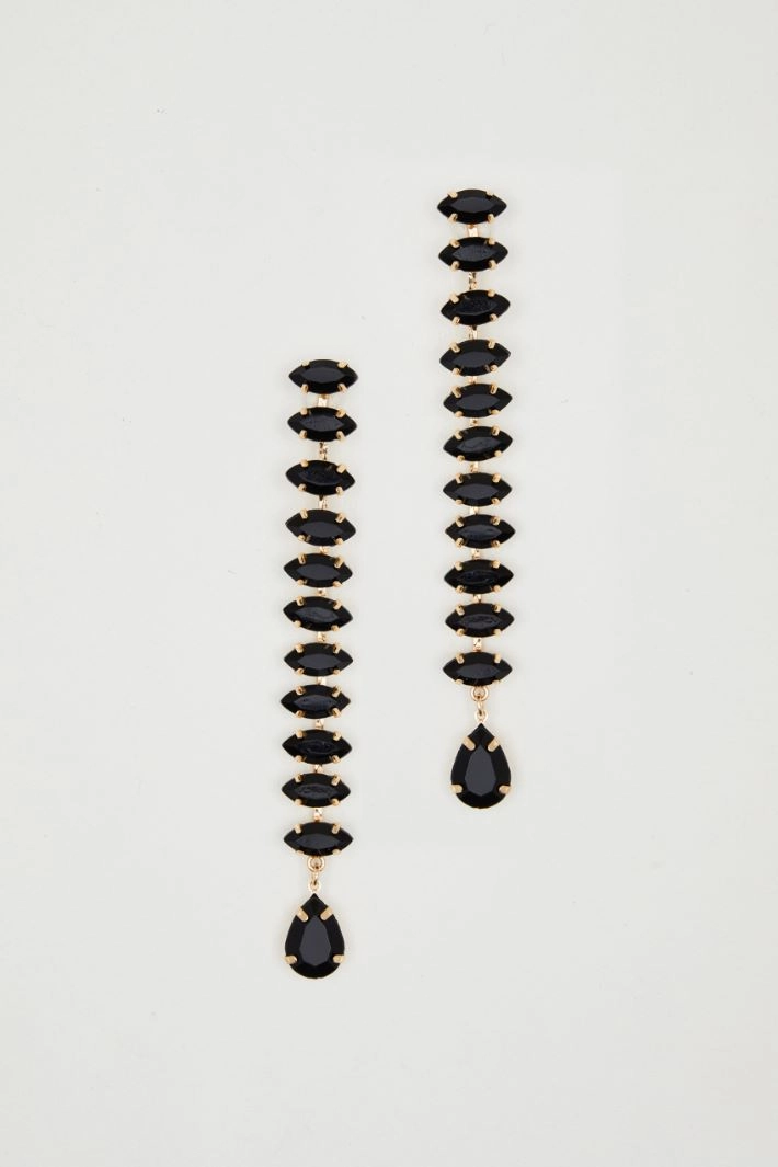 Rhinestone pendant earrings - BLACK GOLD