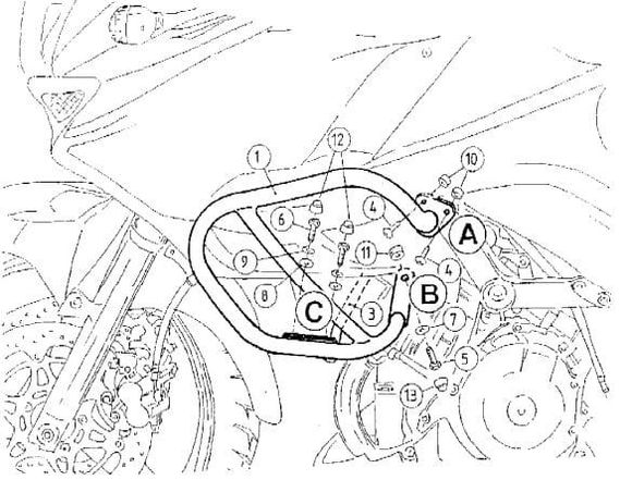 Pare-carter Hepco & Becker Crashbar - noirKAWASAKI 1000 KLV 1000 (LV1000A) - 2004 - 2005Ref : HBE03098A / 502205 00 01