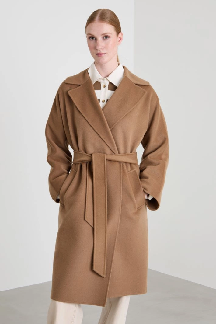 Wool drap coat - CAMEL