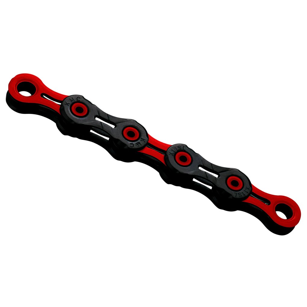 KMC DLC Chain - WAXED | 11-speed - black/red