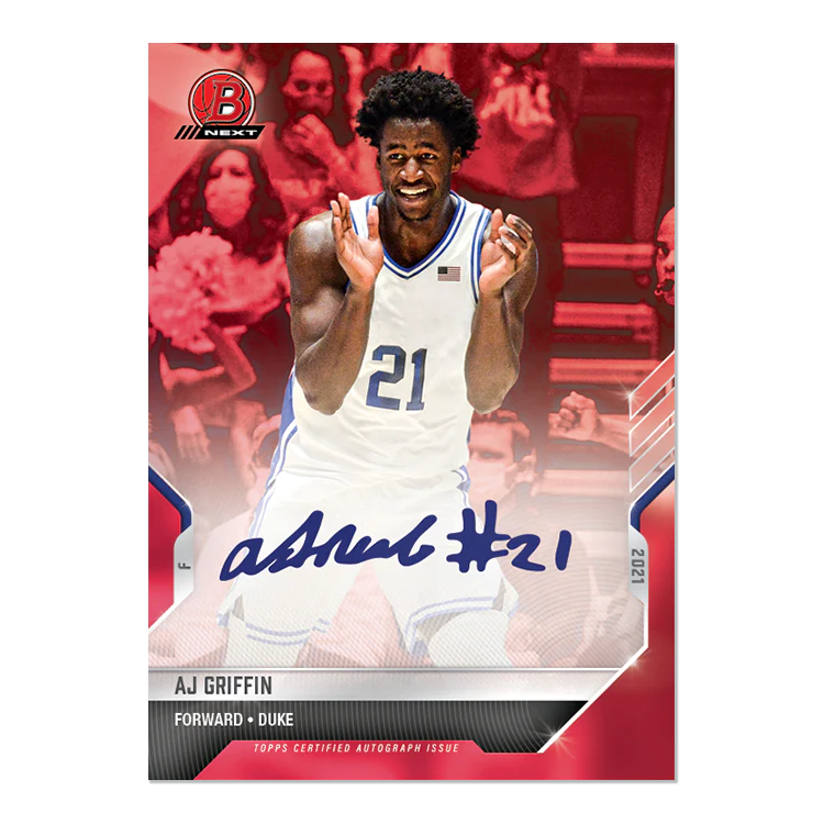 On-Card Auto # to 10 - AJ Griffin - 2021 Bowman NEXT TOPPS NOW® Basketball Card 3D