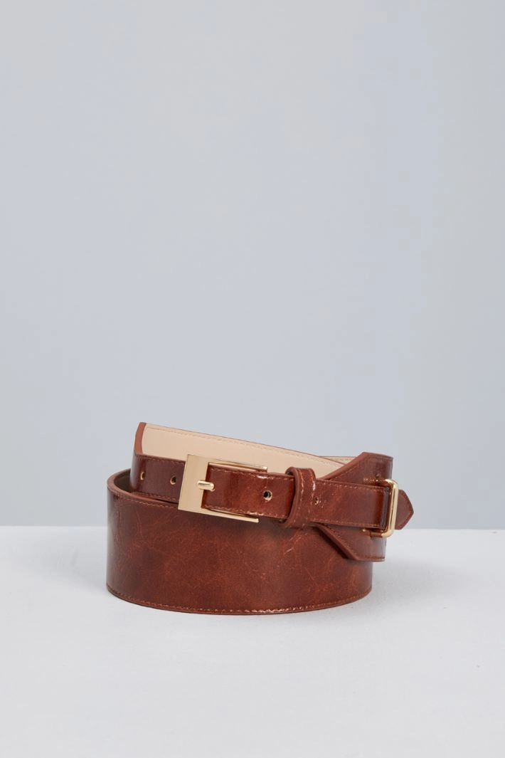 Vintange-look belt - LEATHER GOLD