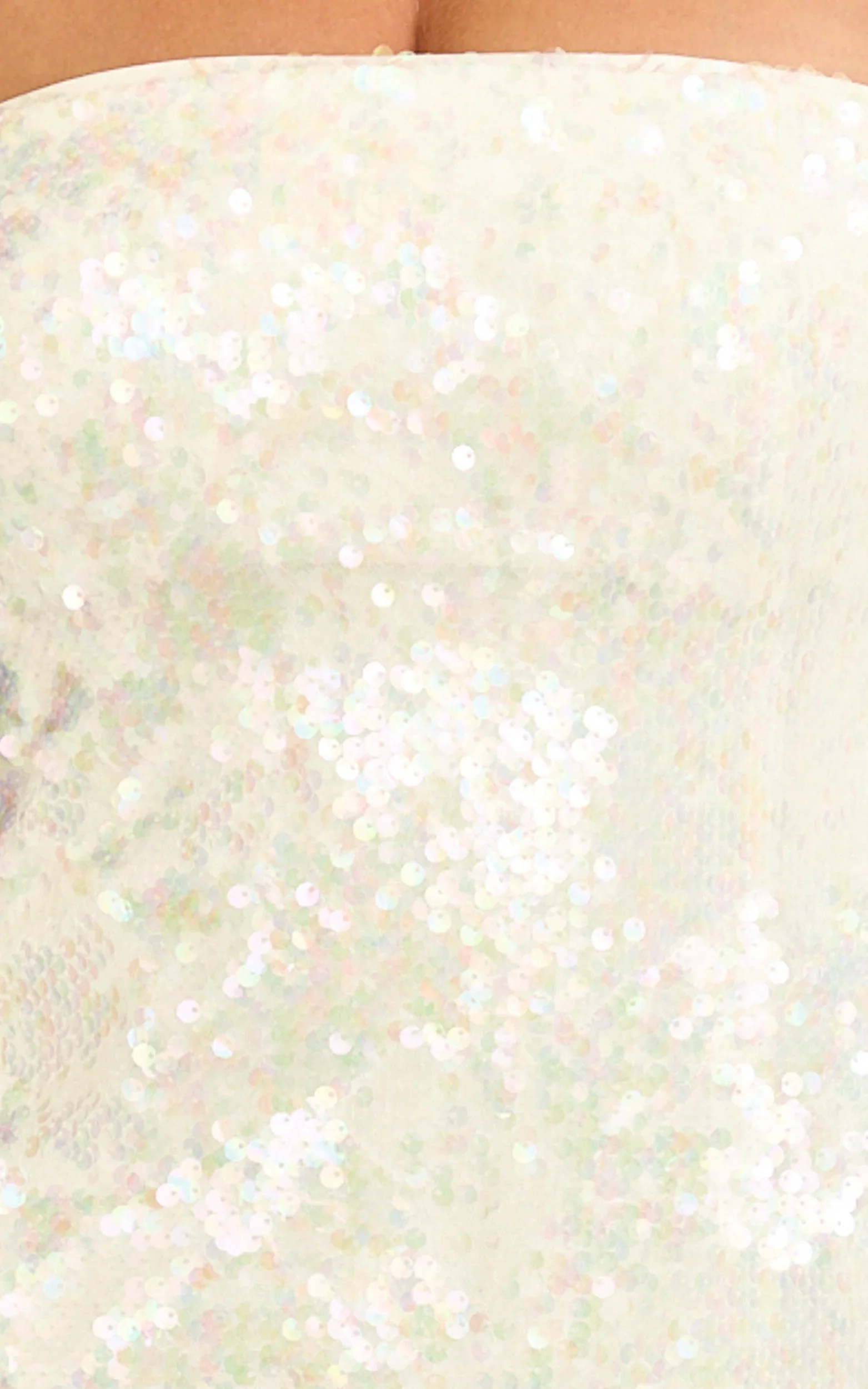 Zola Mini Dress - Strapless A Line Sequin Dress in Pearl