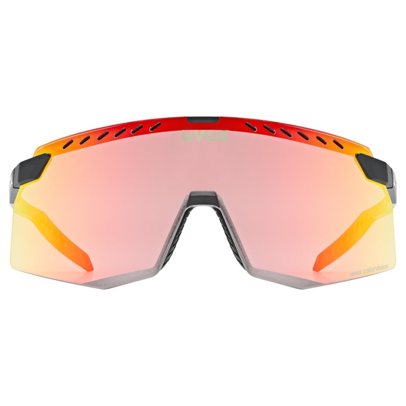 Uvex pace stage CV Cycling Glasses - black matt/mirror red colorvision