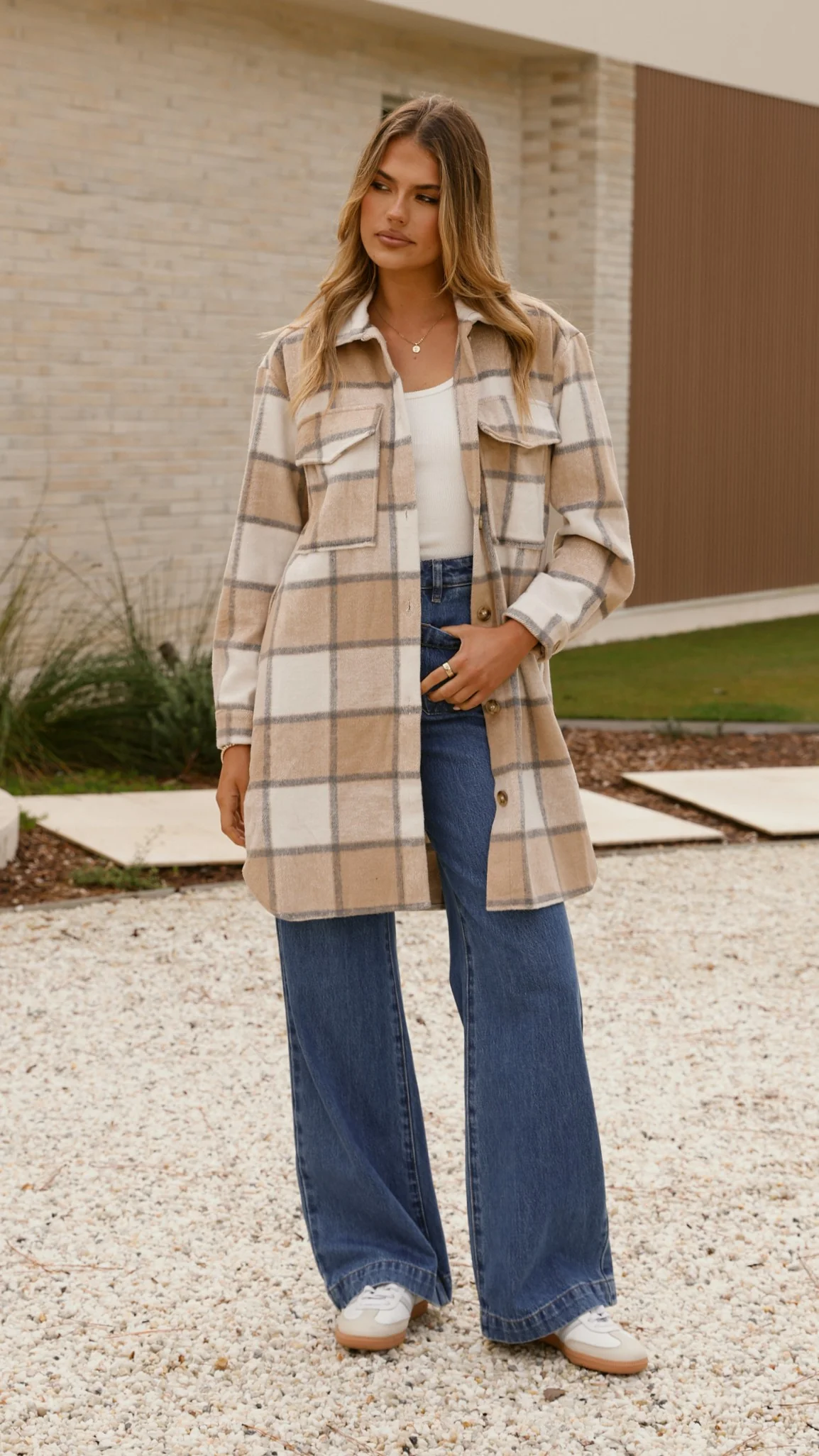 Saskia Jacket - Beige/Cream Check