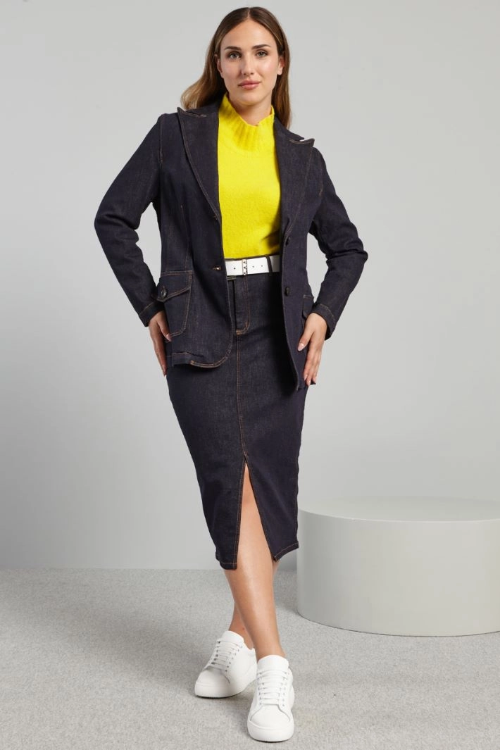 Denim midi skirt - DENIM BLUE