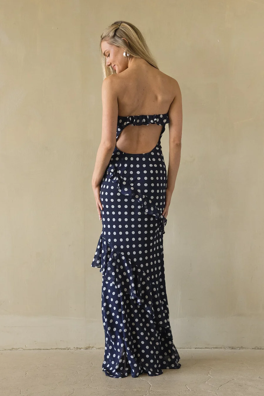 Jana Polka Dot Ruffle Maxi Dress