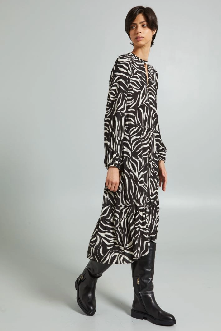 Marocain crepe dress - BLACK ECRU