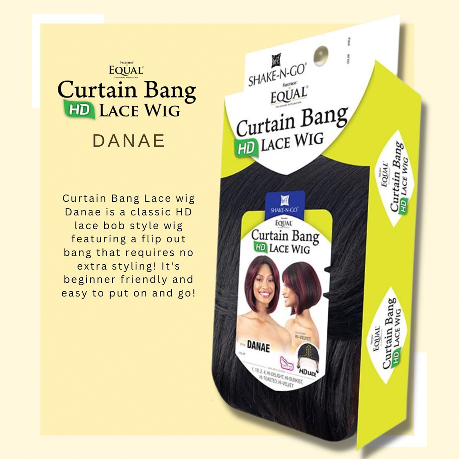 FreeTress Equal Curtain Bangs HD Lace Front Wig Danae