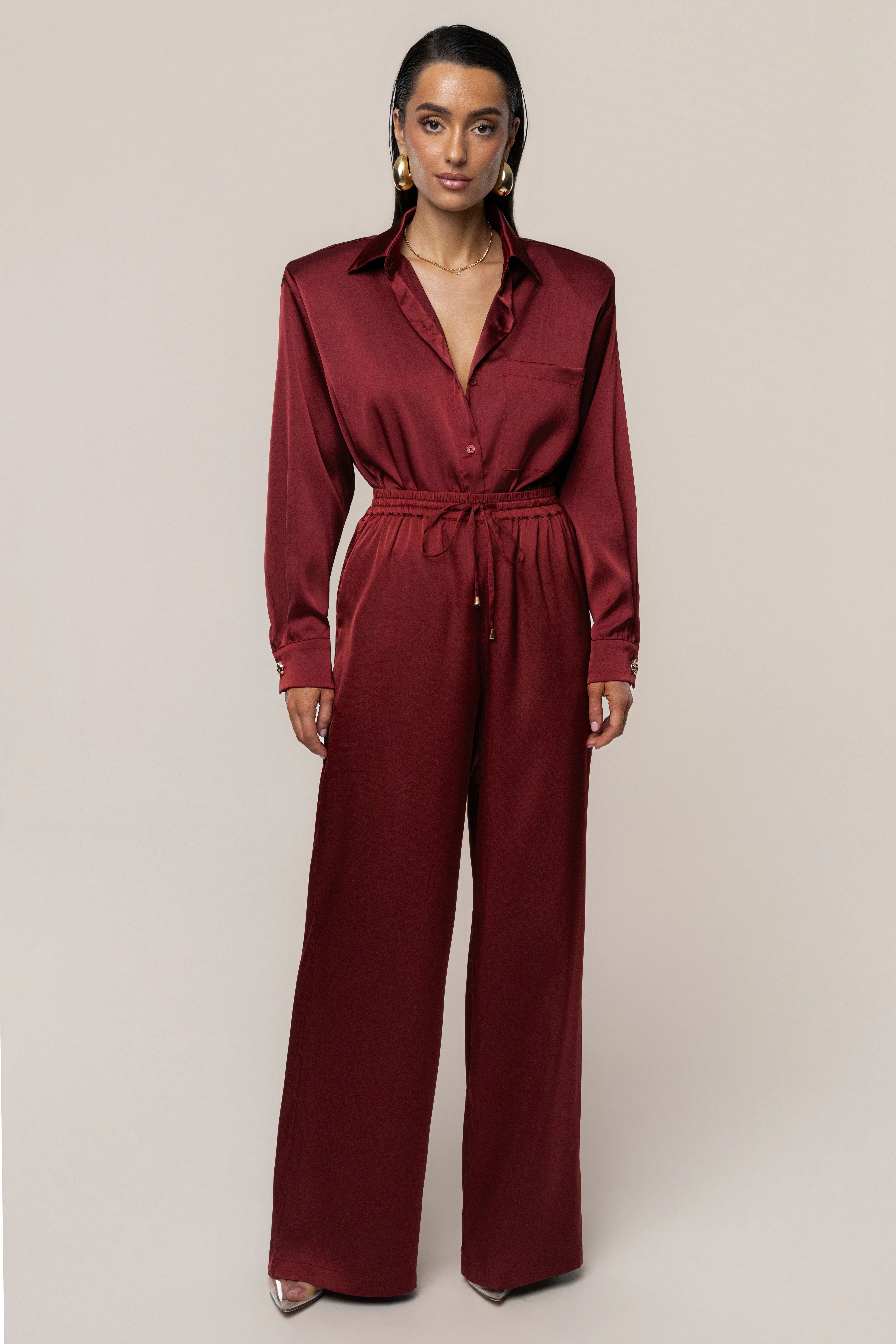 Burgundy Sunny Day Drawstring Pants
